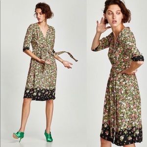 Zara Floral Wrap Midi Dress